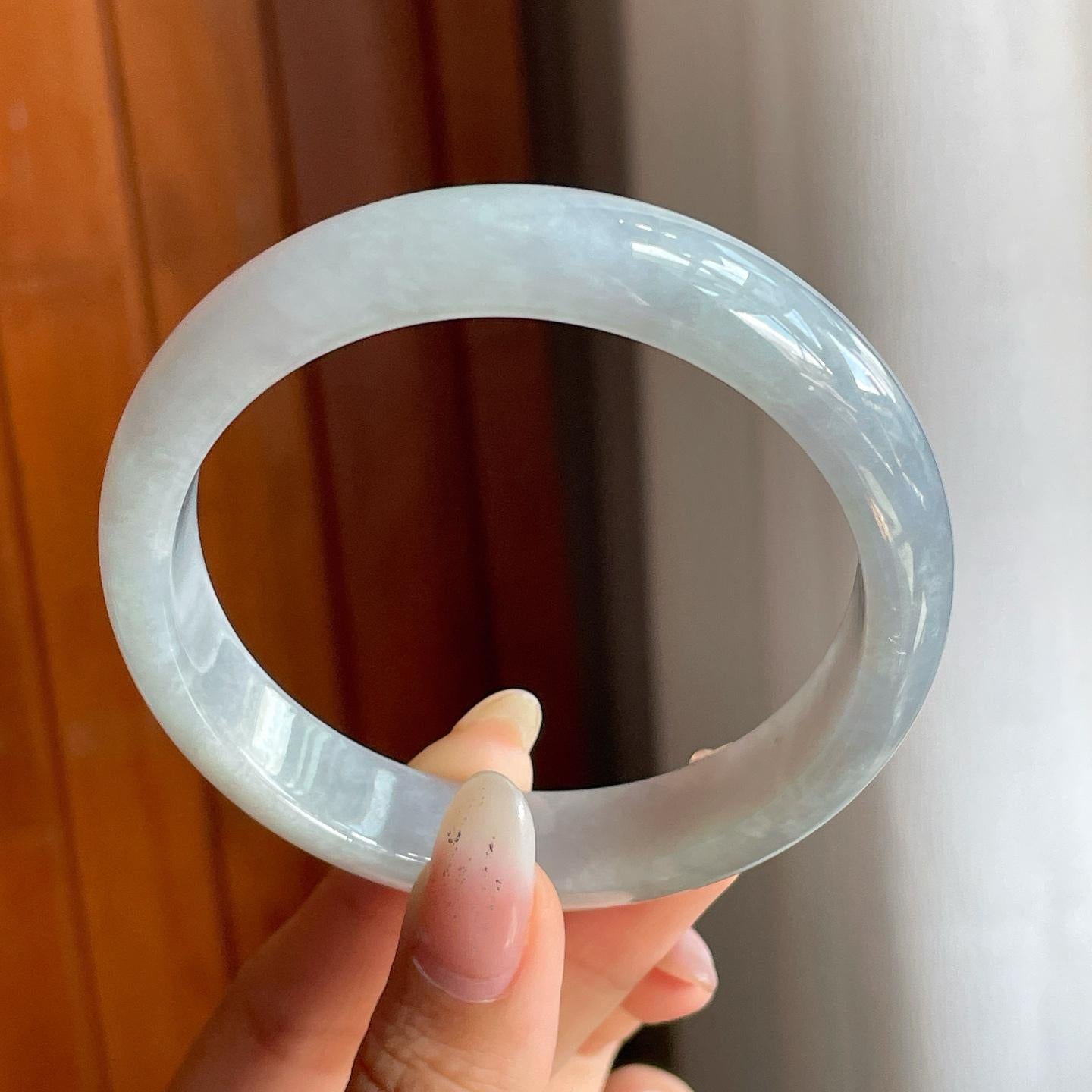 细糯种带底色翡翠平安镯（58.8mm）（yc220248）
