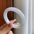 糯冰椿带彩翡翠平安镯（60mm）（yc270331）