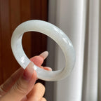糯冰白月光翡翠平安镯（55.5mm）（yc303135）