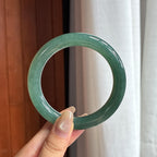 大圈口 糯冰油青圆条手镯 59圈 天然缅甸A货翡翠（yc457213）