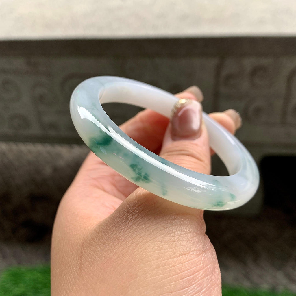糯冰种飘花平安镯（52.8mm）（yc288713）