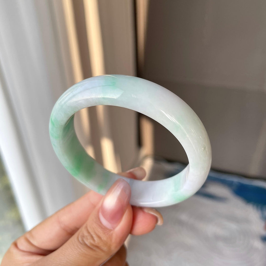 细糯种飘绿平安镯（53.1mm）（yc304262）