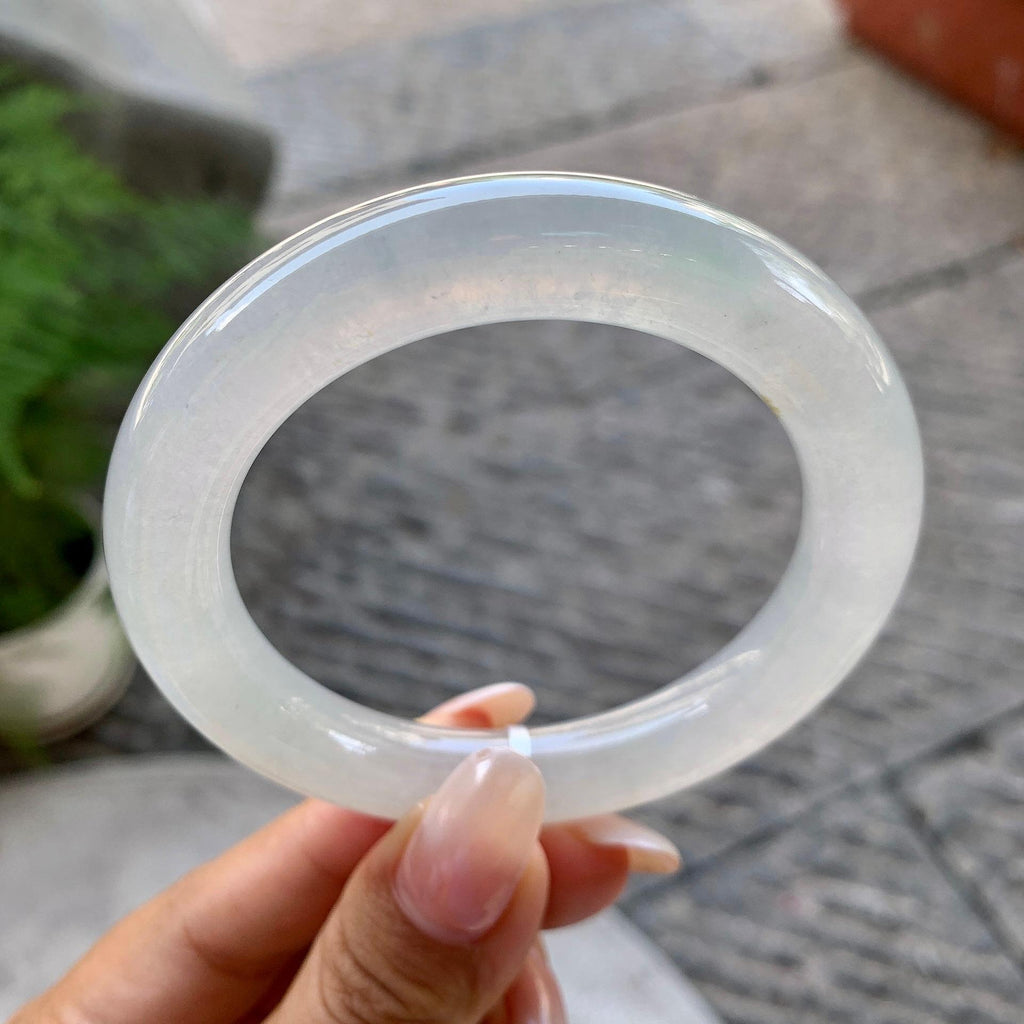 糯冰种无色圆条手镯（54.8mm）（yc199557）