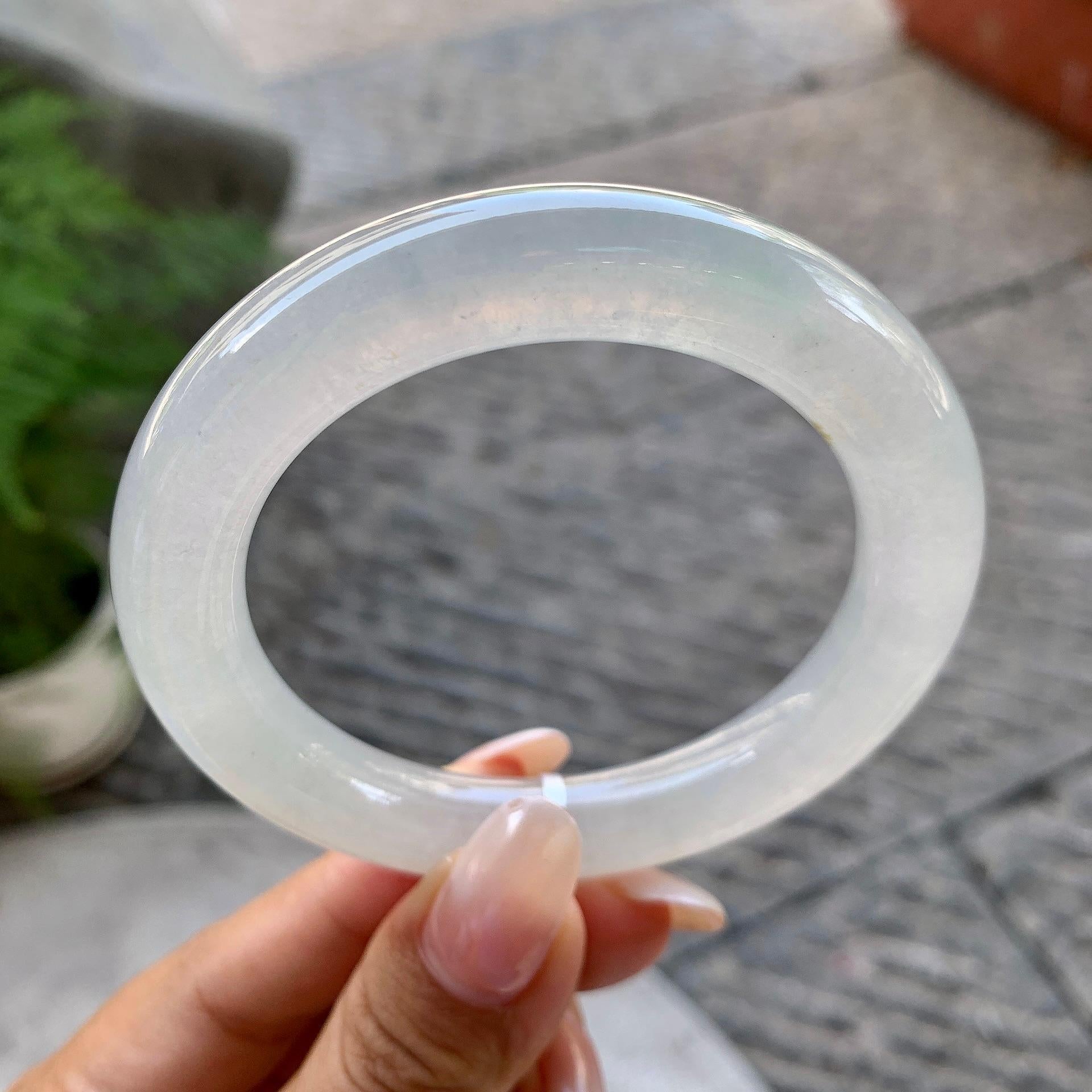 糯冰种无色圆条手镯（54.8mm）（yc199557）