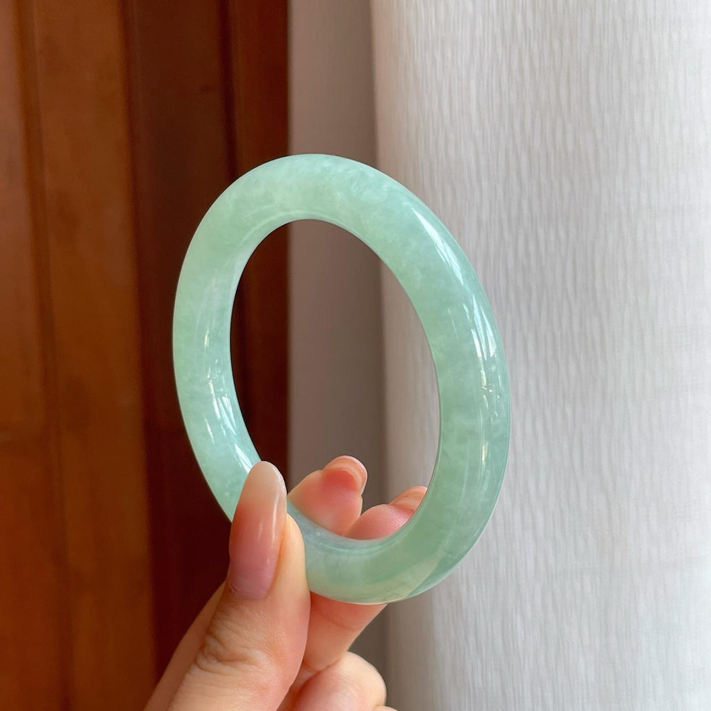 冰种晴水翡翠圆条手镯（54.3mm)（yc370374）