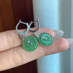 18k金钻镶冰种湖水绿翡翠耳坠（yc265743）