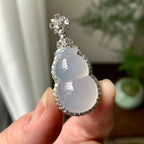 18K金钻镶糯冰种无色葫芦吊坠（yc261149）