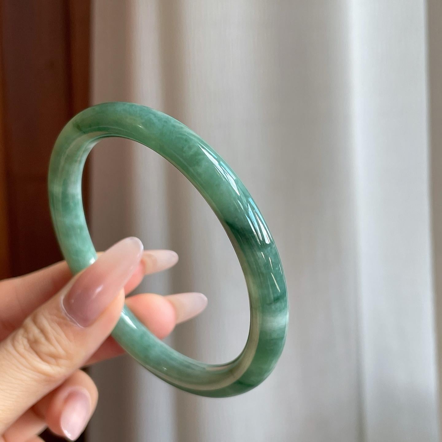 细糯冰带色翡翠美人条手镯（59mm）（yc282503）