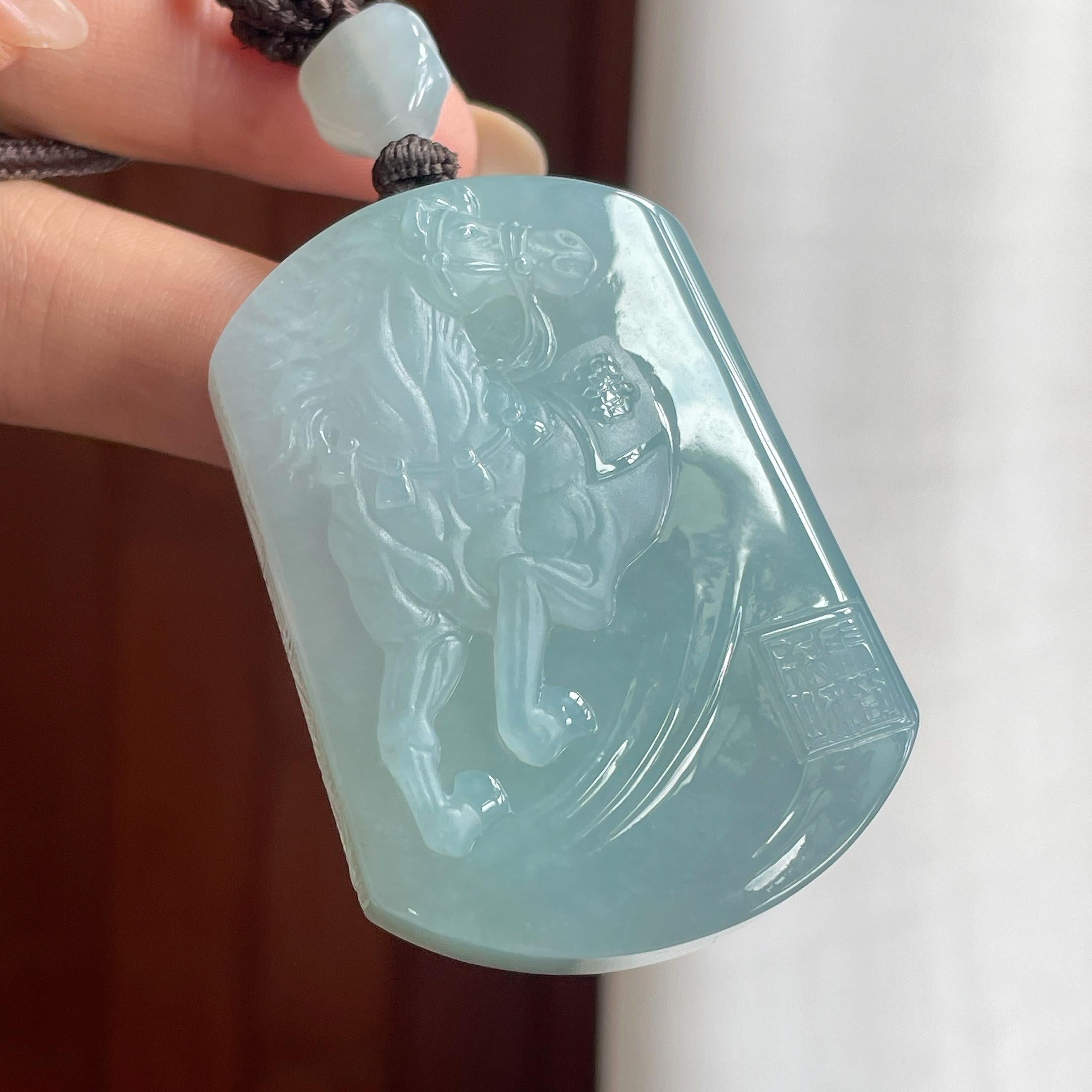 糯冰蓝底翡翠马牌（yc422929）