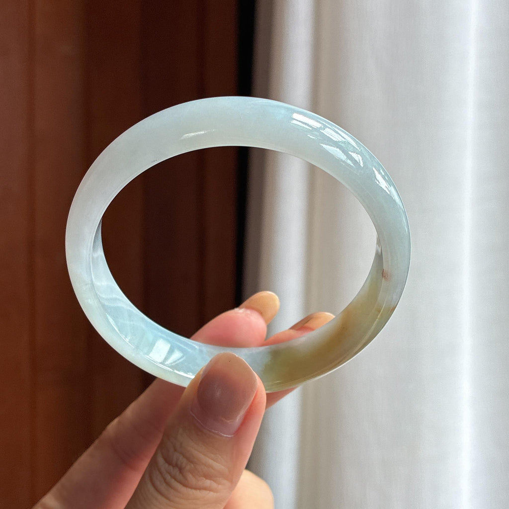 糯冰黄翡翡翠平安镯 58圈（yc424206）