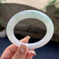 细糯种飘绿花圆条手镯  56.5圈口  天然缅甸A货翡翠（yc441127）