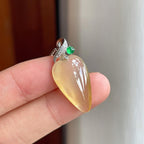 18k金扣冰种黄翡翡翠福瓜（yc251674）