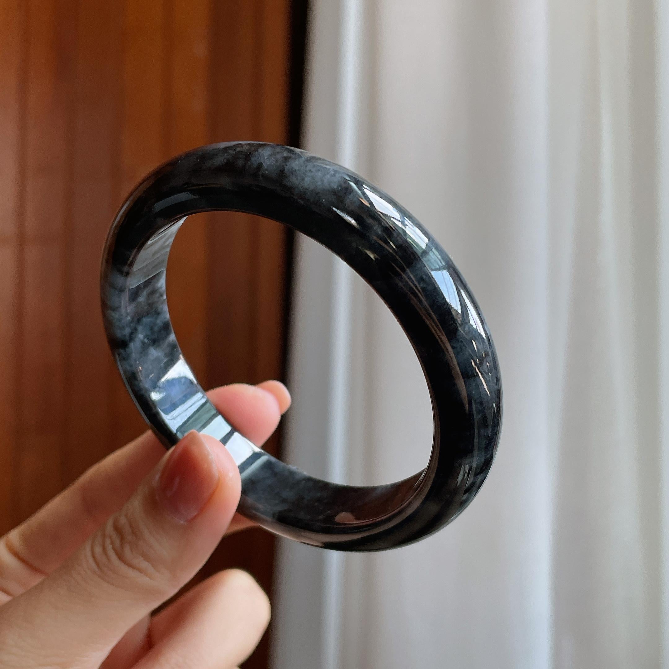 糯种乌鸡翡翠平安镯（61mm）（yc284630）