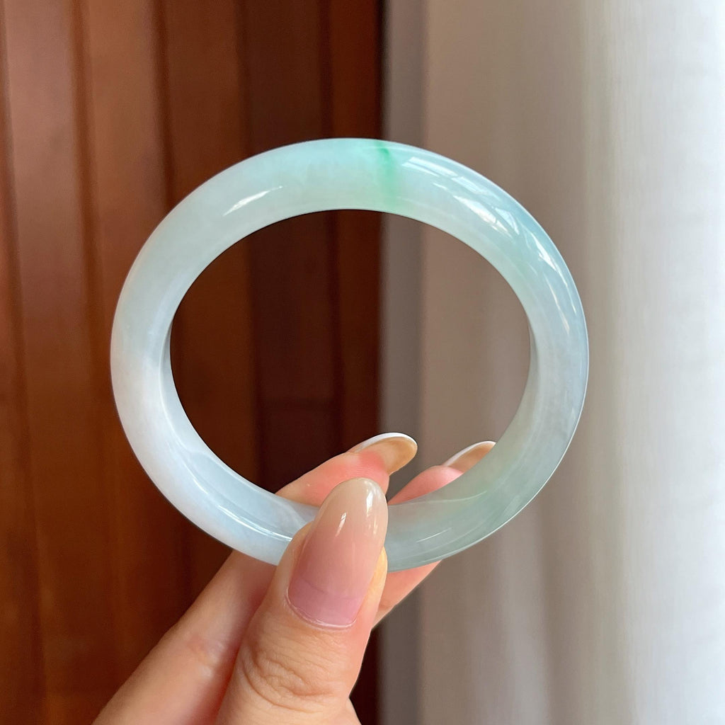 糯冰带色翡翠平安镯（54.4mm)（yc415341）