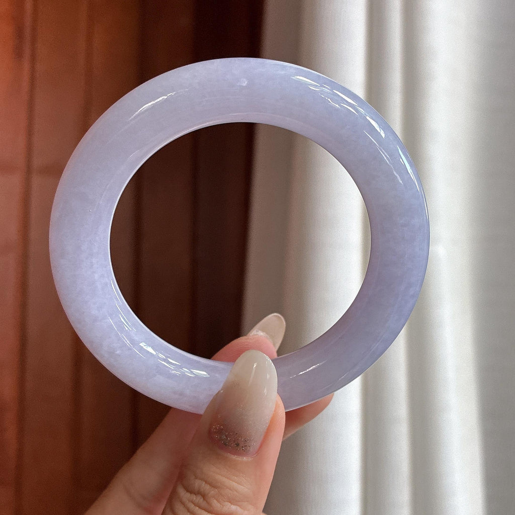 糯冰紫罗兰圆条手镯 55圈 天然缅甸A货翡翠（yc484574）
