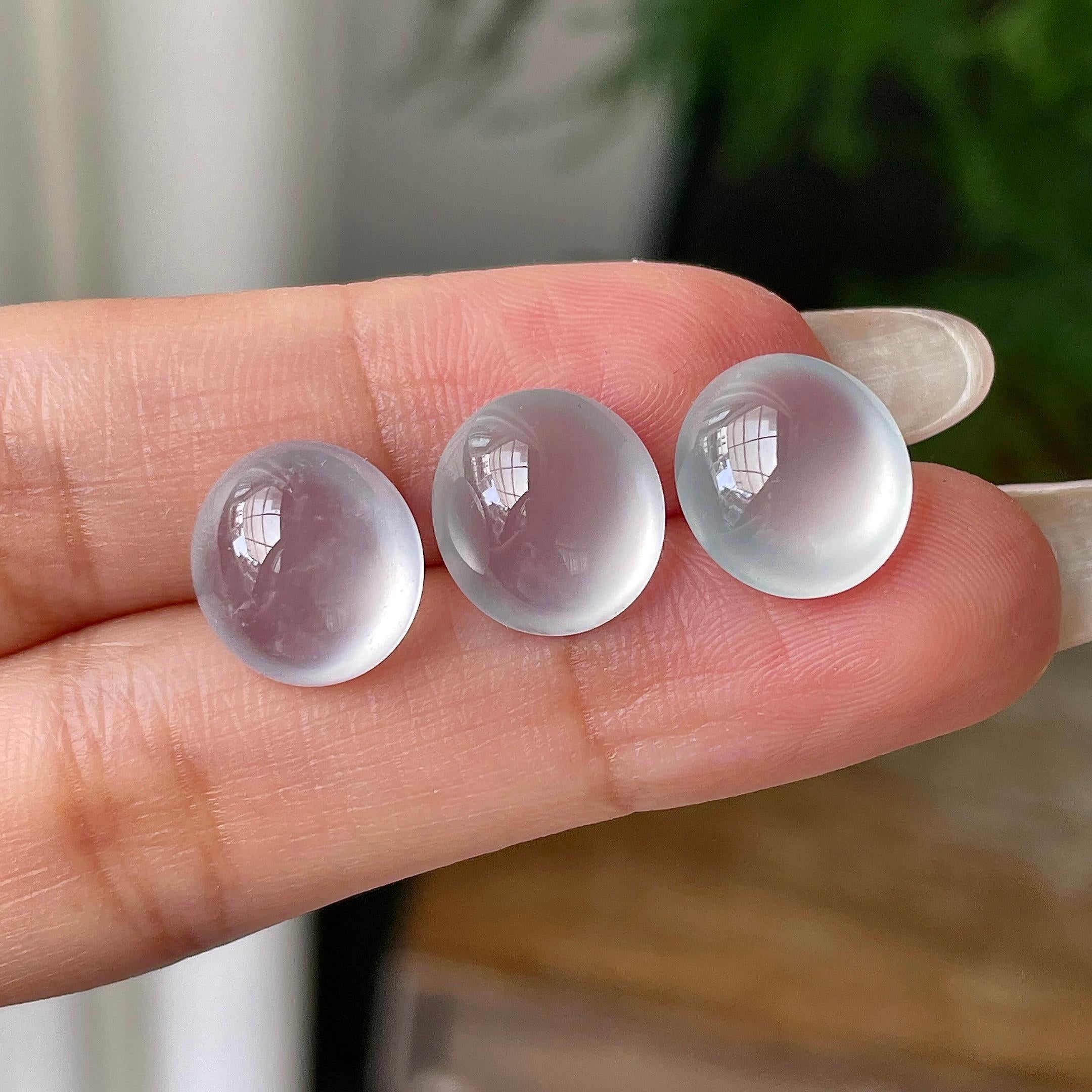 冰种无色蛋面裸石一手（可单出）    天然缅甸A货翡翠（yc356861）