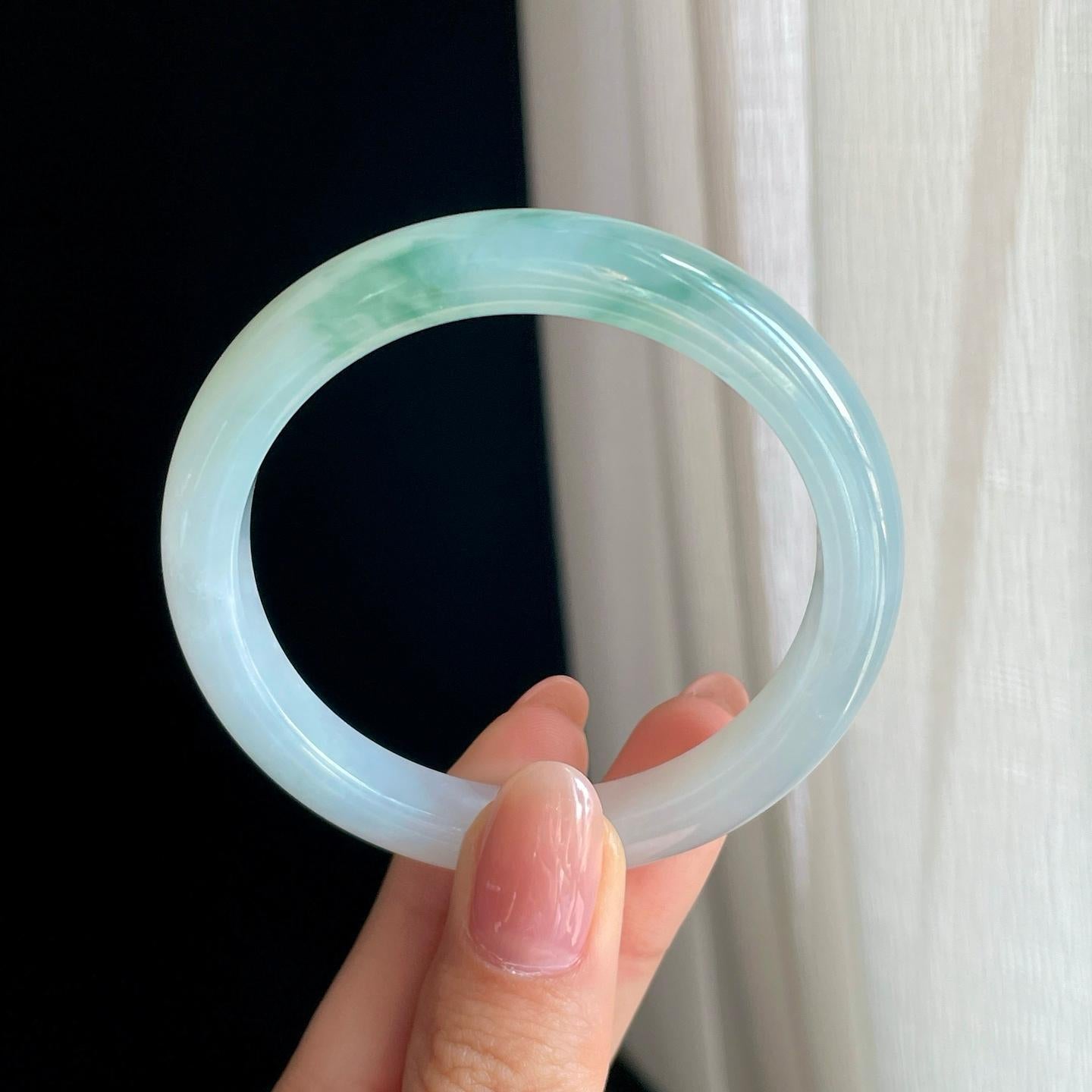 糯冰飘花翡翠平安镯（51mm)（yc329489）
