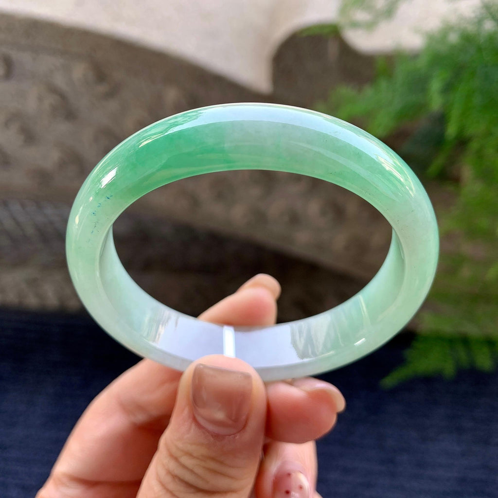 小圈口 糯种翠绿贵妃手镯 53圈口 天然缅甸A货翡翠（yc348234）