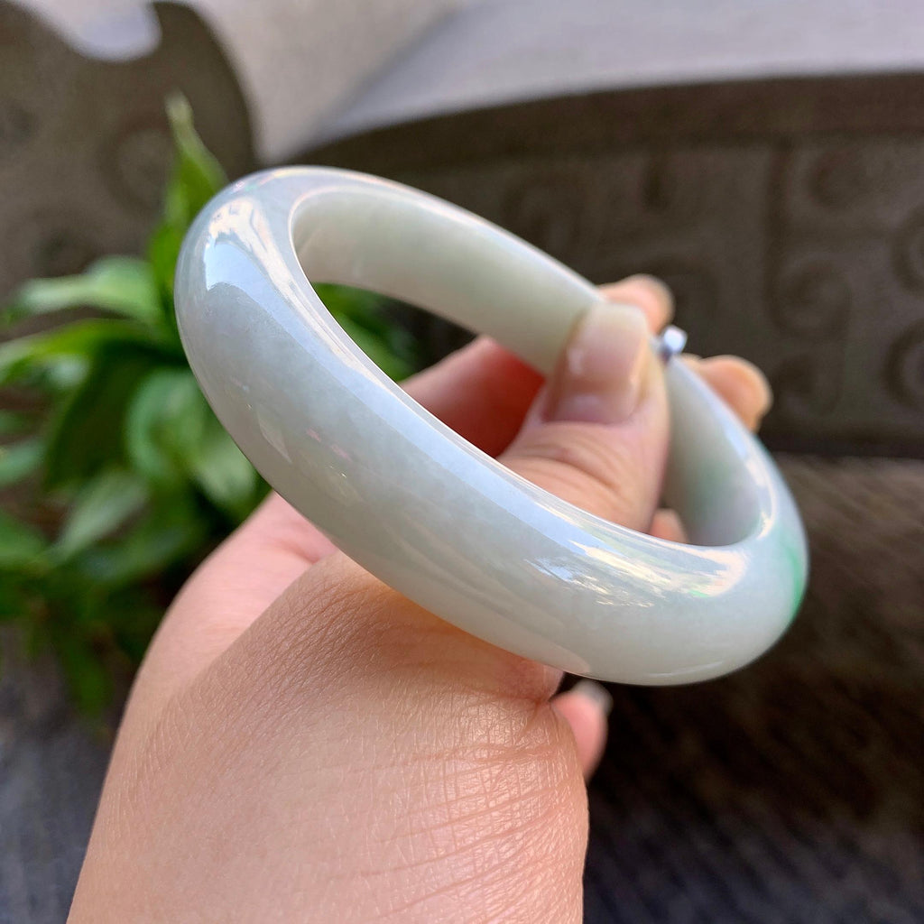 细糯种白底青平安镯（55.3mm）（yc308746）