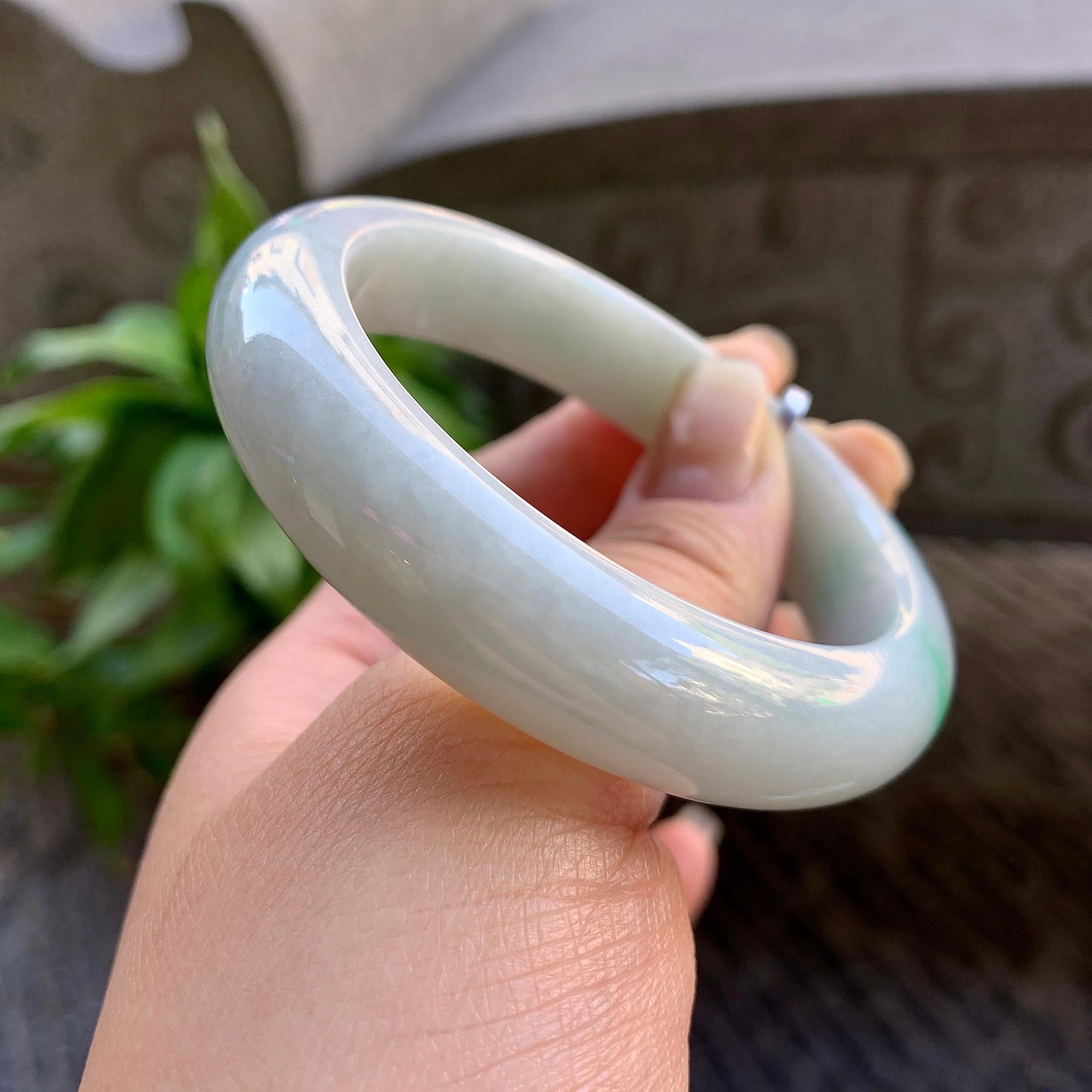 细糯种白底青平安镯（55.3mm）（yc308746）