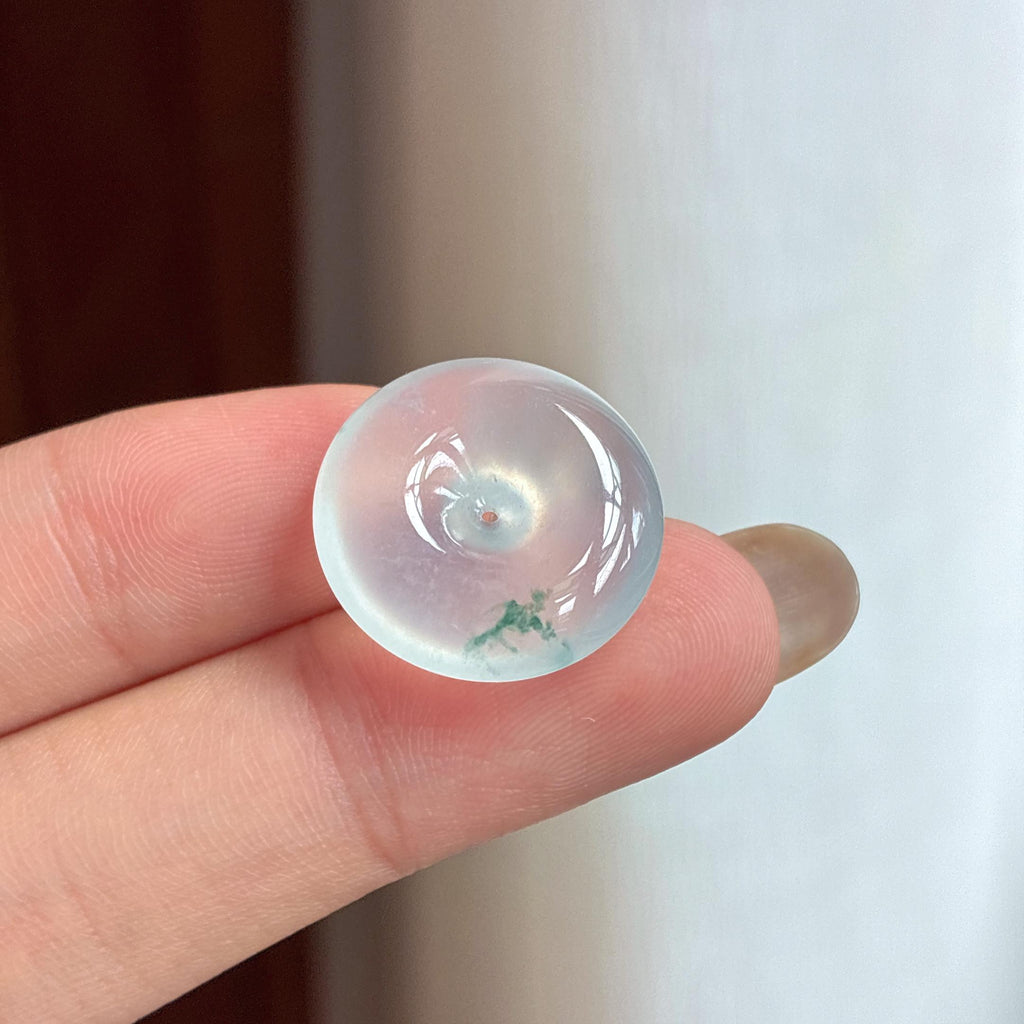 冰玻种飘花翡翠平安扣（yc434604）