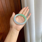 冰种晴绿底翡翠圆条手镯（55mm）（yc314117）