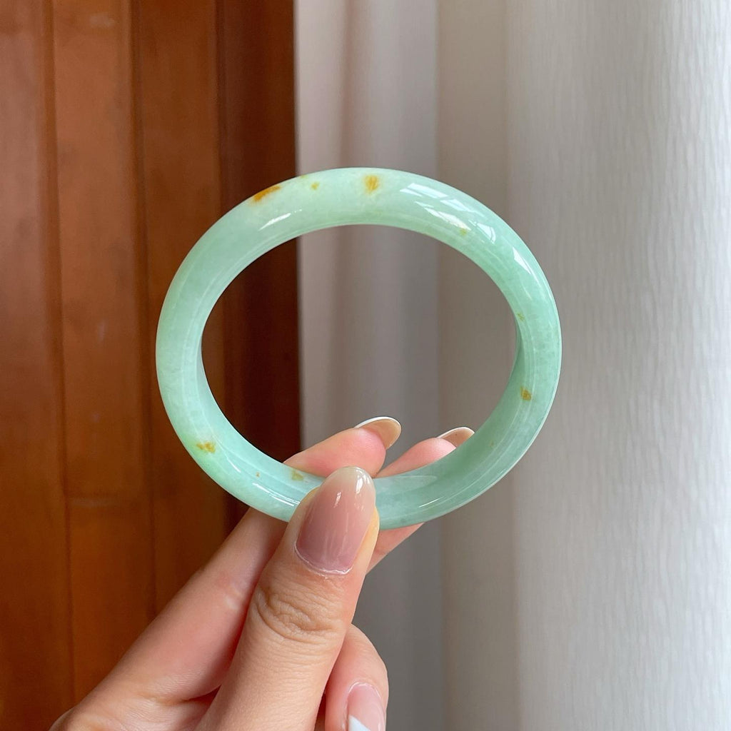 糯冰晴底洒金翡翠平安镯（56mm)（yc373890）