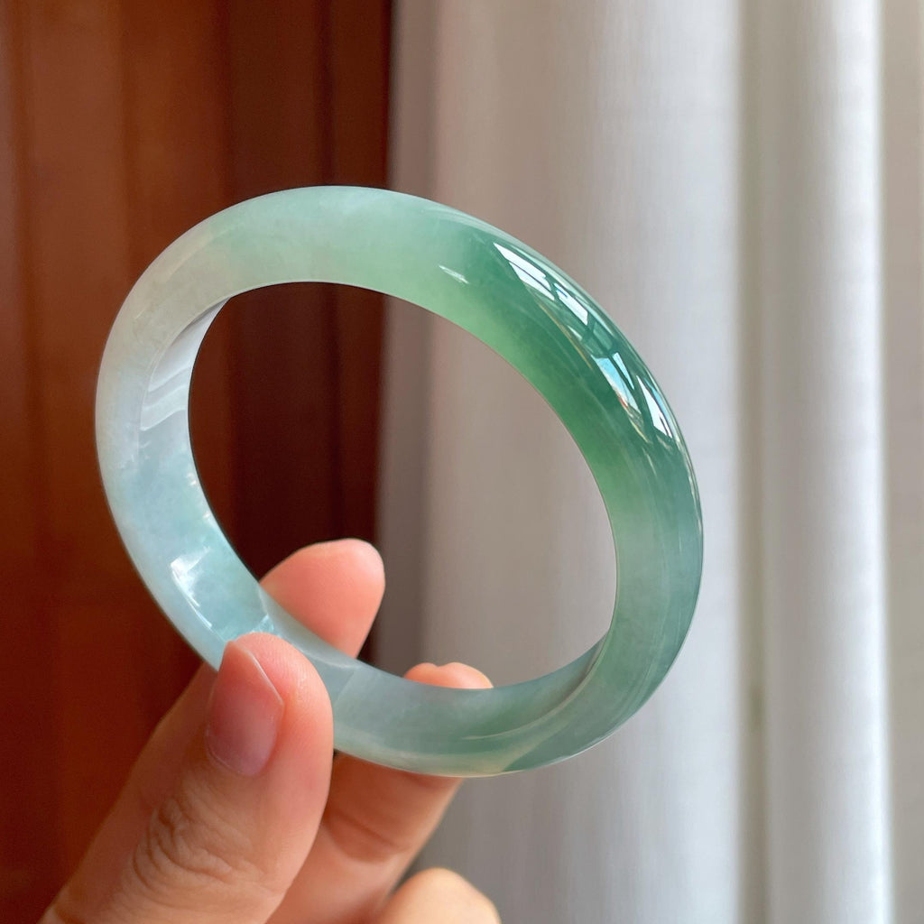 糯冰种半山半水翡翠平安镯（57mm）（yc358360）