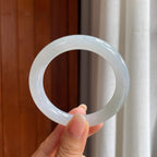 糯冰带底色翡翠圆条手镯（54.5mm）（yc407615）