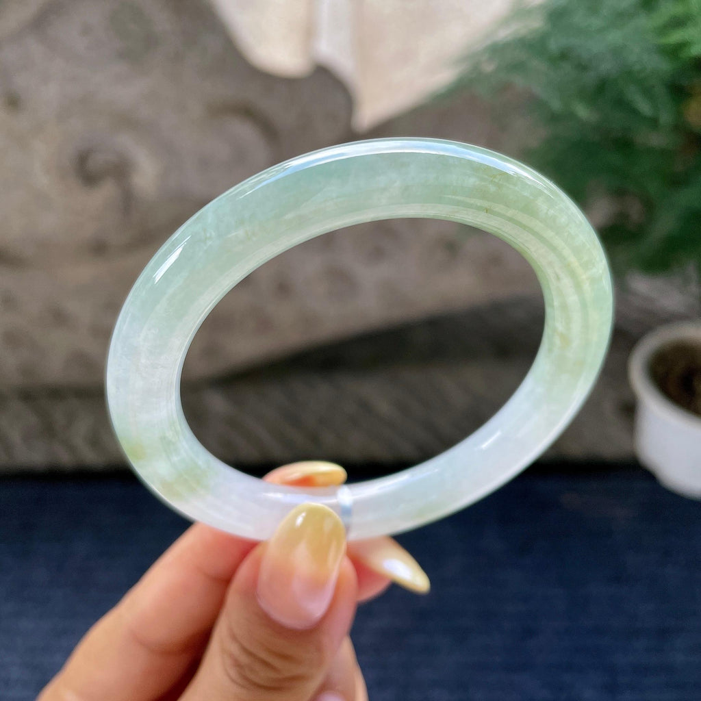 小圈口 细糯种晴底圆条手镯53.8圈 天然缅甸A货翡翠（yc483955）