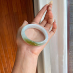 糯冰飘黄翡翡翠平安镯（55.7mm）（yc269047）