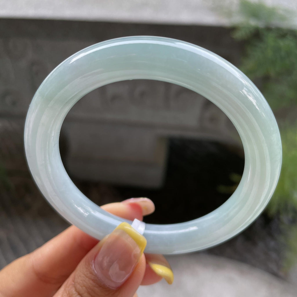 小圈口    细糯种蓝底圆条手镯53.6圈      天然缅甸A货翡翠（yc387374）