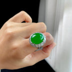 18k金镶冰种阳绿翡翠蛋面（yc373967）