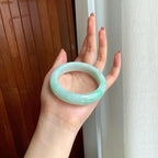 糯冰带色翡翠平安镯（53mm)（yc342547）
