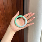糯冰果绿翡翠圆条手镯 54圈（yc434866）