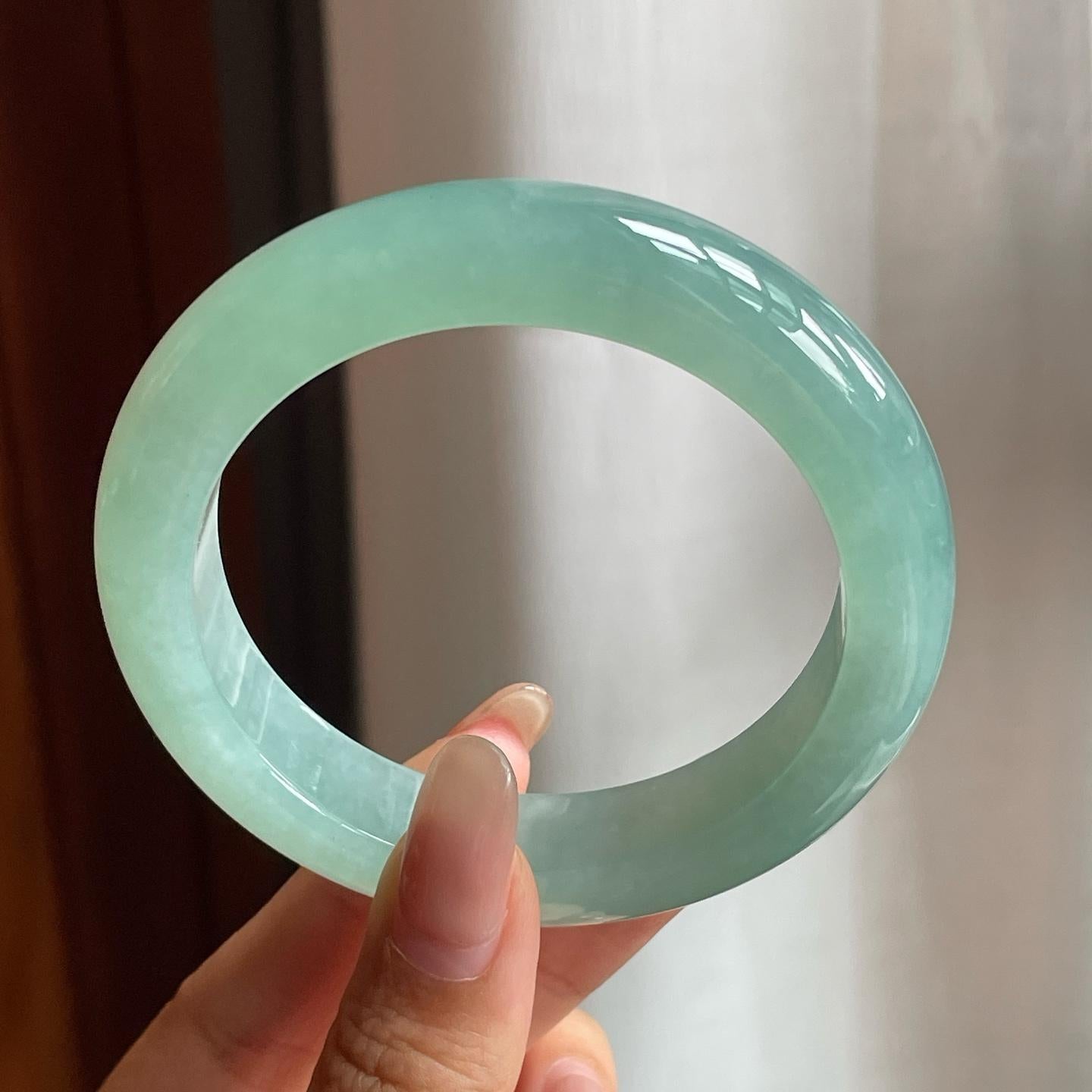糯冰种晴底翡翠平安镯（56mm）（yc200656）