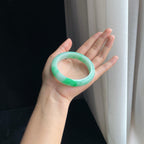 糯冰带色翡翠平安镯（57.8mm）（yc389548）