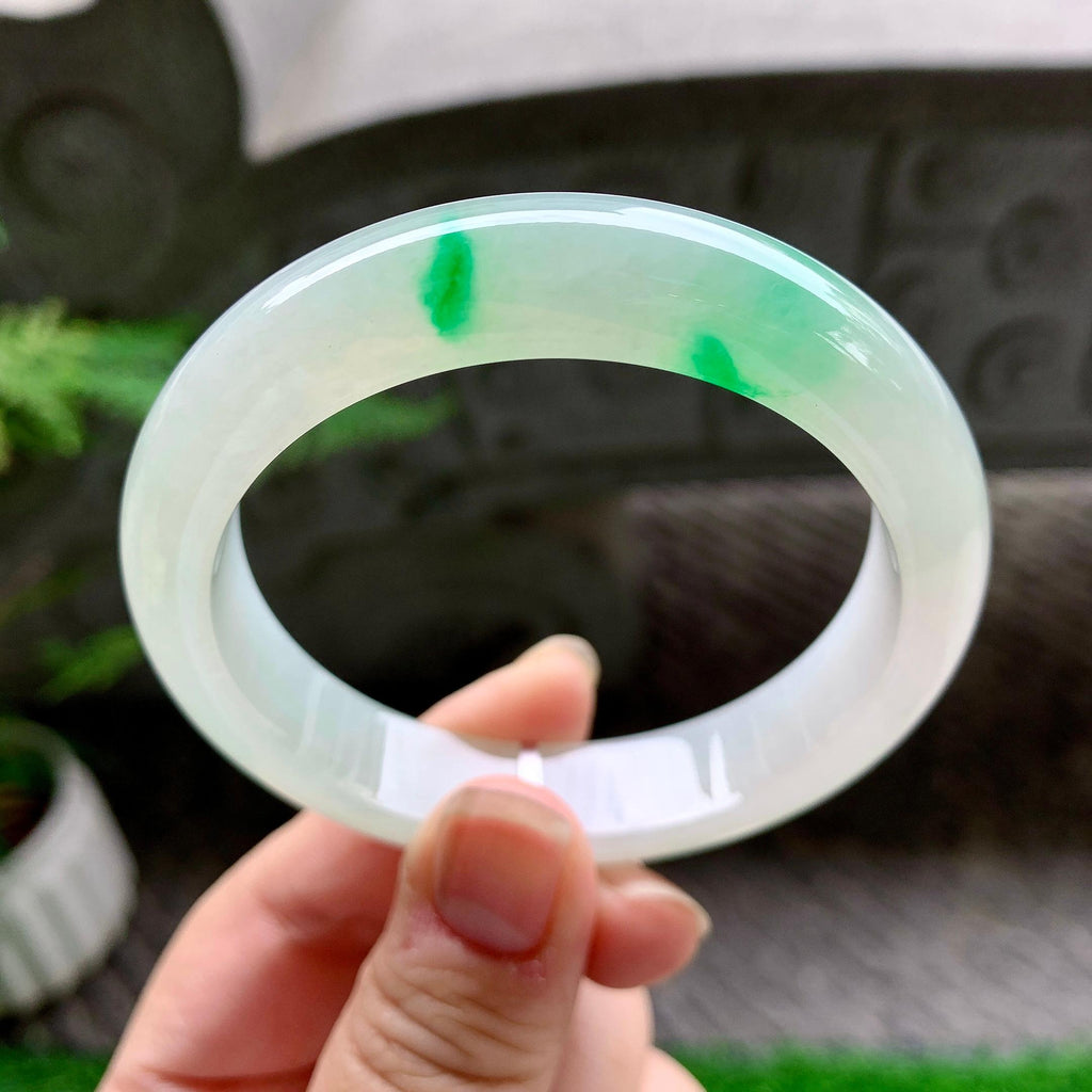 细糯种飘阳绿平安镯（56.5mm）（yc254093）