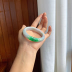 糯种带色翡翠平安镯（54.8mm）（yc276556）