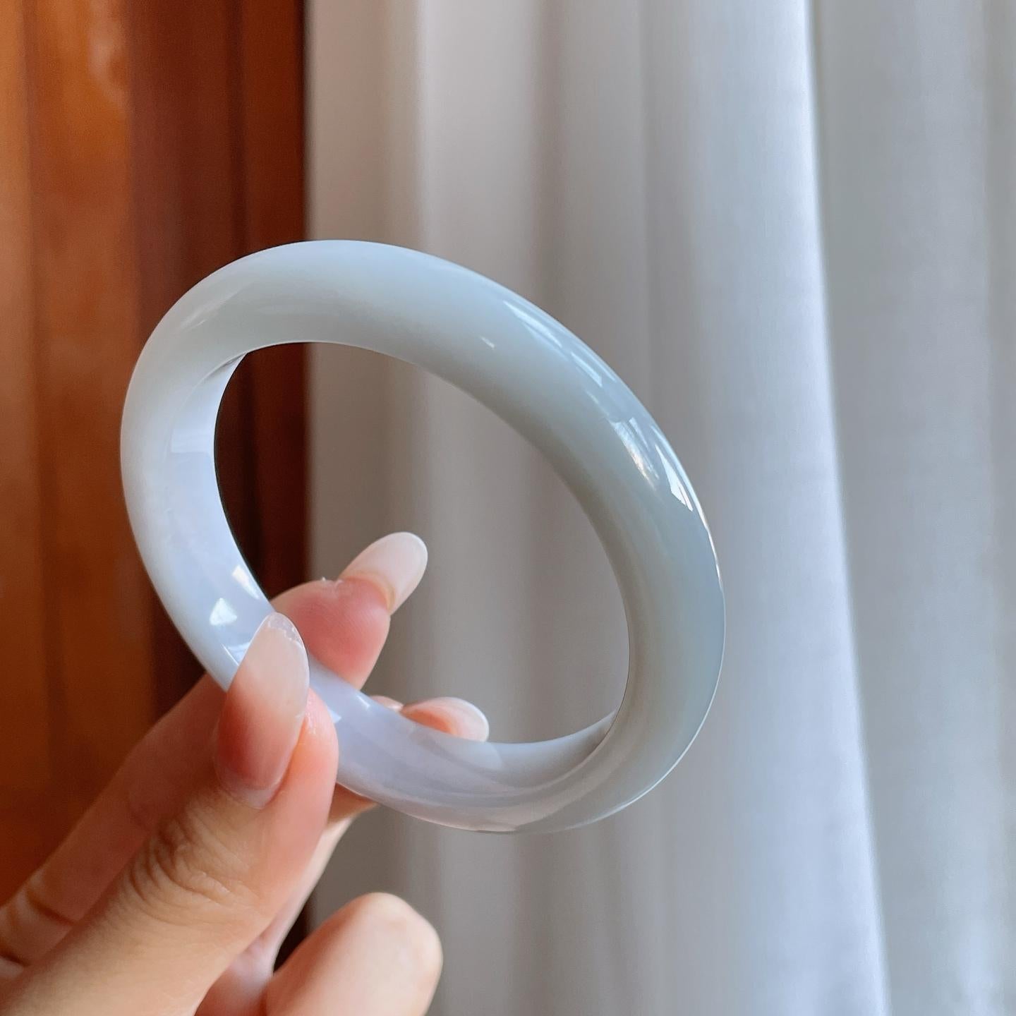 细糯冰淡底色翡翠平安镯（58mm）（yc274434）