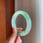 冰种飘花翡翠平安镯（59.7mm)（yc397553）