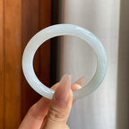 糯冰白月光翡翠圆条手镯（53.8mm）（yc284951）
