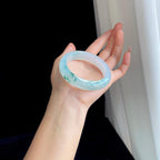 冰种飘花翡翠平安镯（58mm）（yc329550）