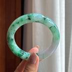 糯冰飘花翡翠平安镯 58圈（yc436553）