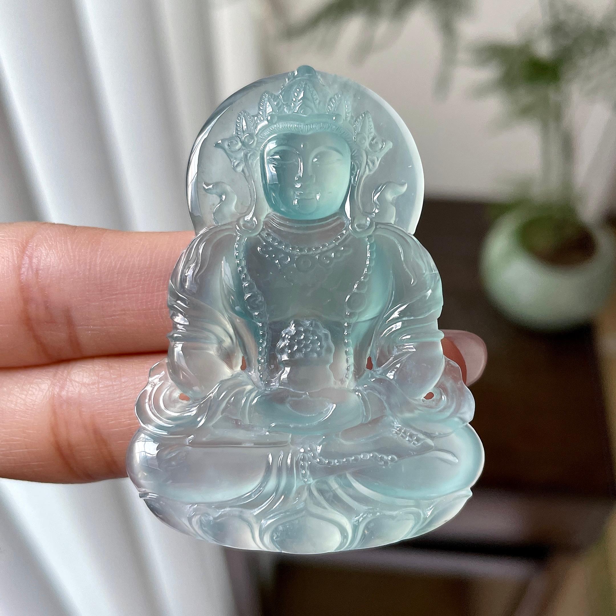 冰种蓝水晴水度母挂件（yc312576）