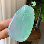 糯冰种飘绿仿古牌挂件（yc246702）