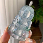 18k金钻镶冰种飘花观音挂件（yc246707）