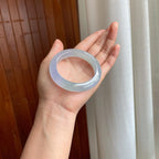 冰种淡春带彩翡翠平安镯（54.5mm）（yc344024）