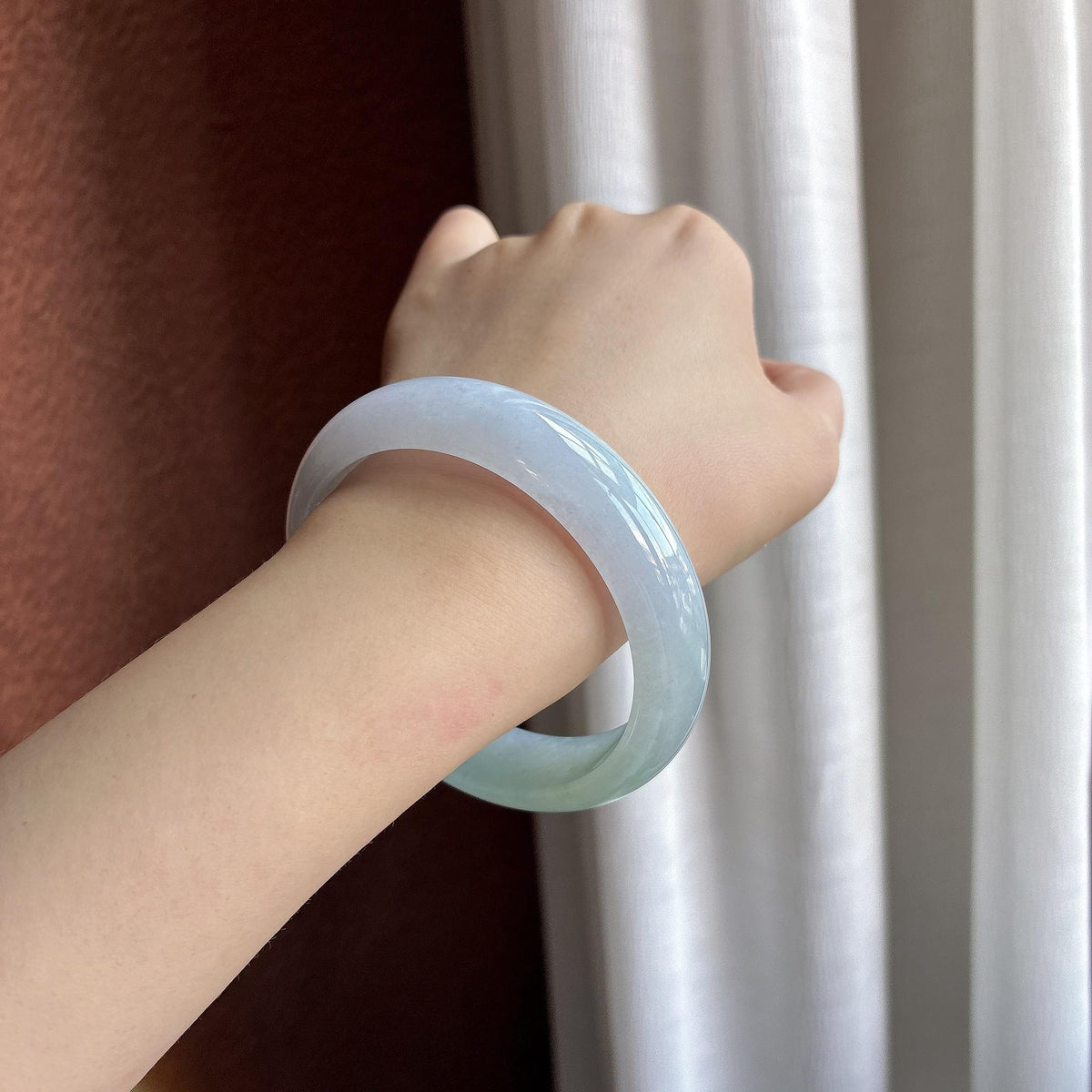 宽版大圈口 冰种春带彩正圈平安镯 60圈（yc724686）