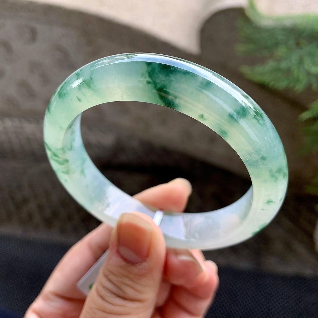 糯冰种飘花平安镯（54.8mm）（yc255595）